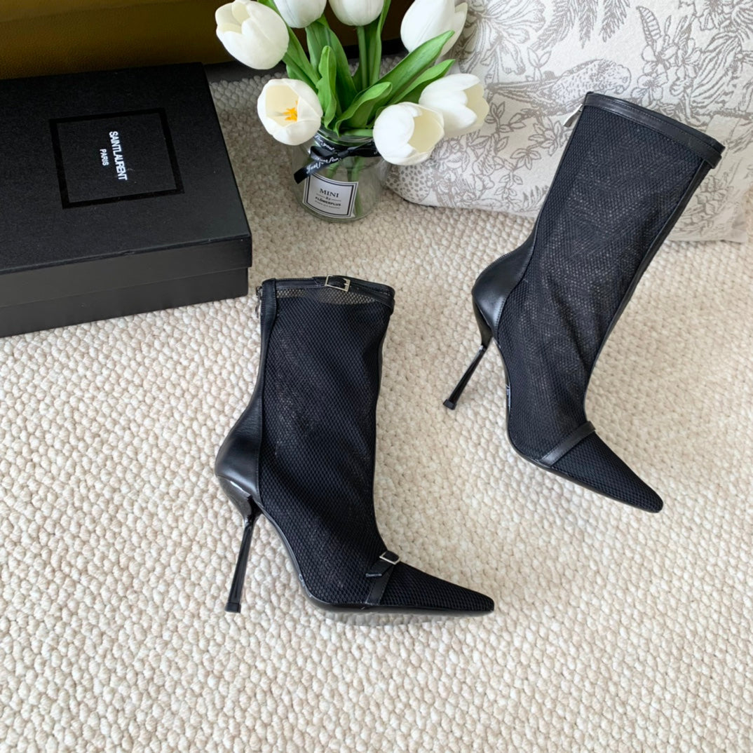 SL OXALIS BOOTIES IN BLACK MESH - 35