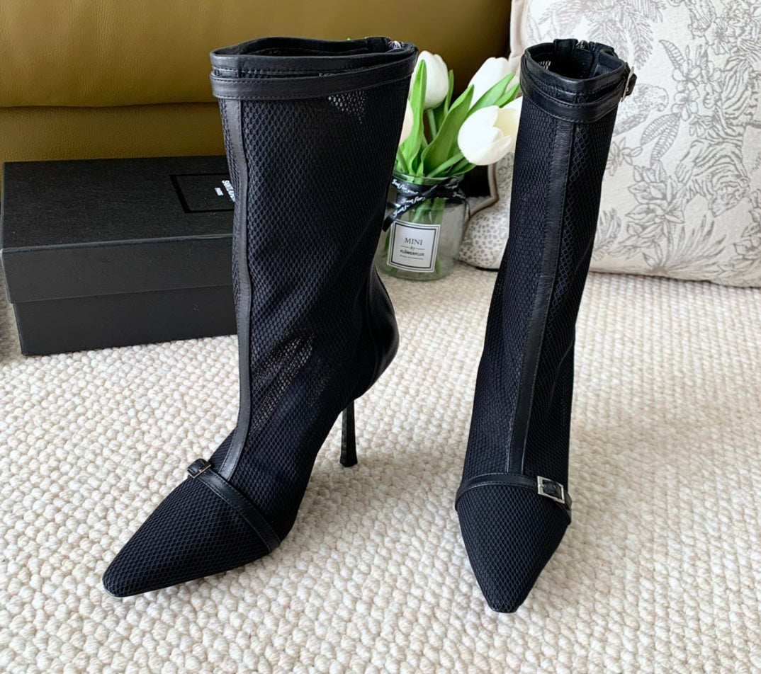 SL OXALIS BOOTIES IN BLACK MESH - 35