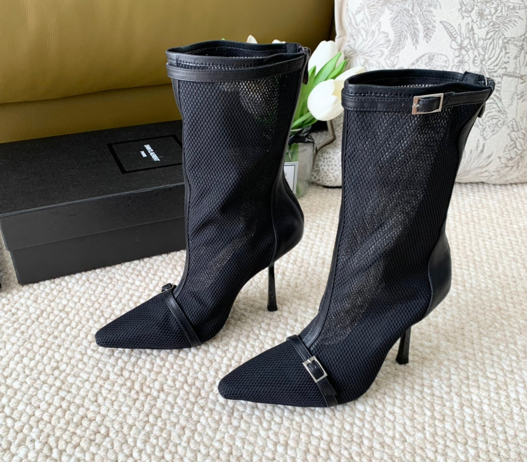 SL OXALIS BOOTIES IN BLACK MESH - 35
