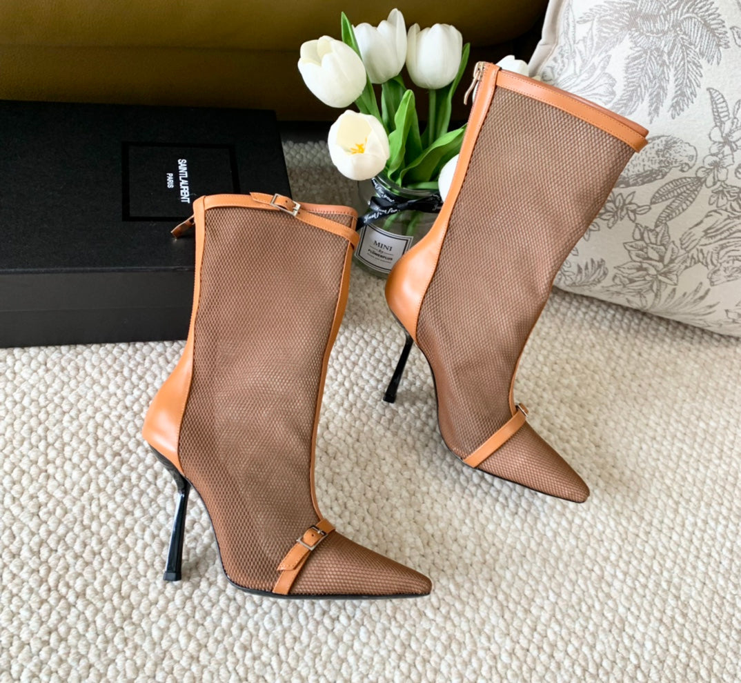 SL OXALIS BOOTIES IN TANGERINE MESH - 35
