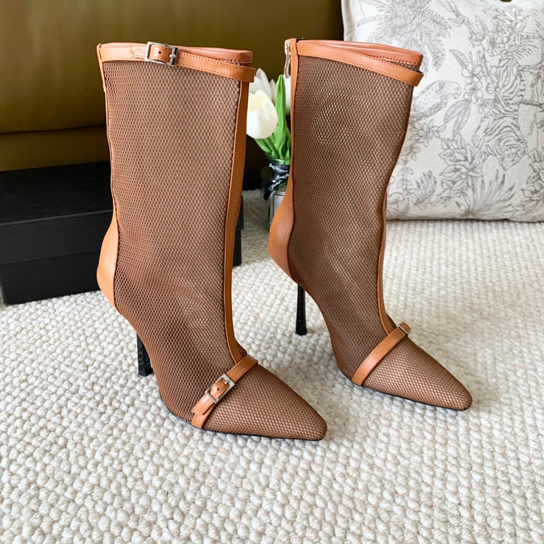 SL OXALIS BOOTIES IN TANGERINE MESH - 35