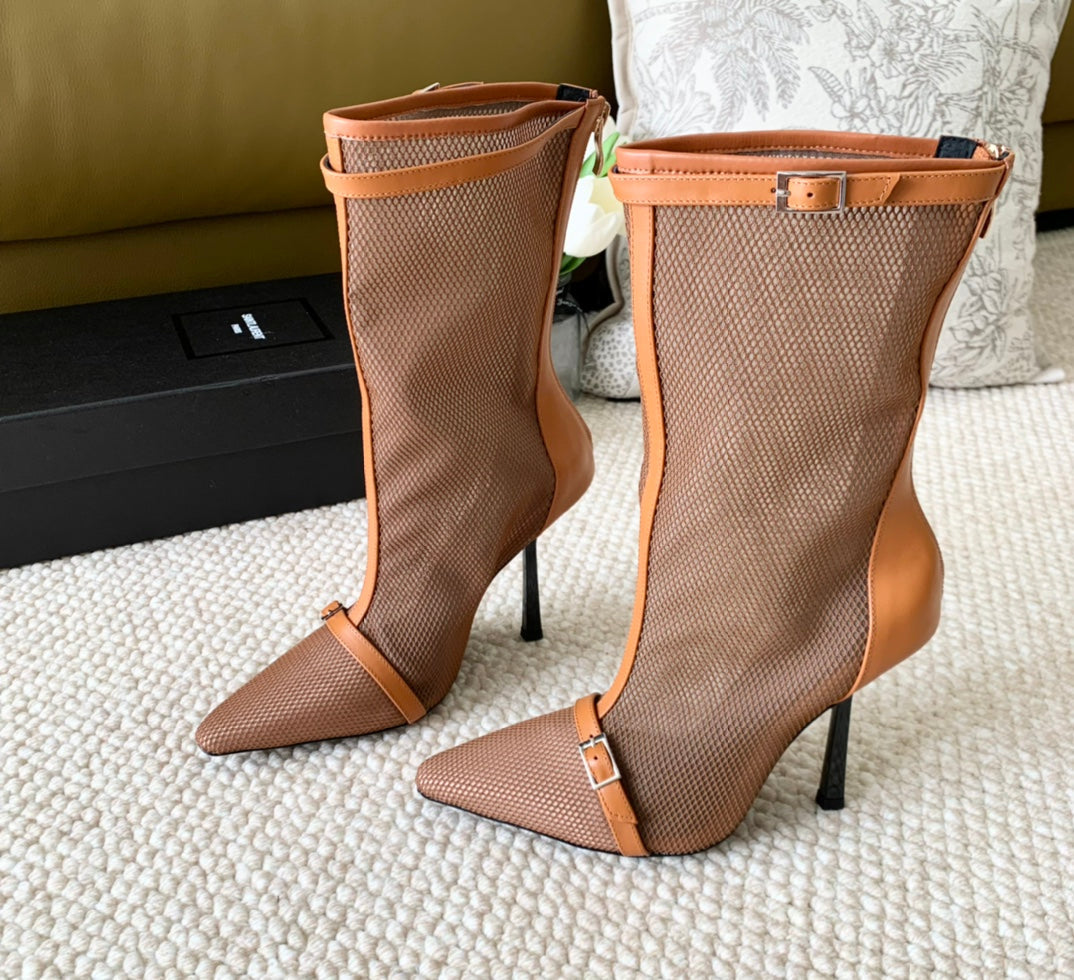 SL OXALIS BOOTIES IN TANGERINE MESH - 35