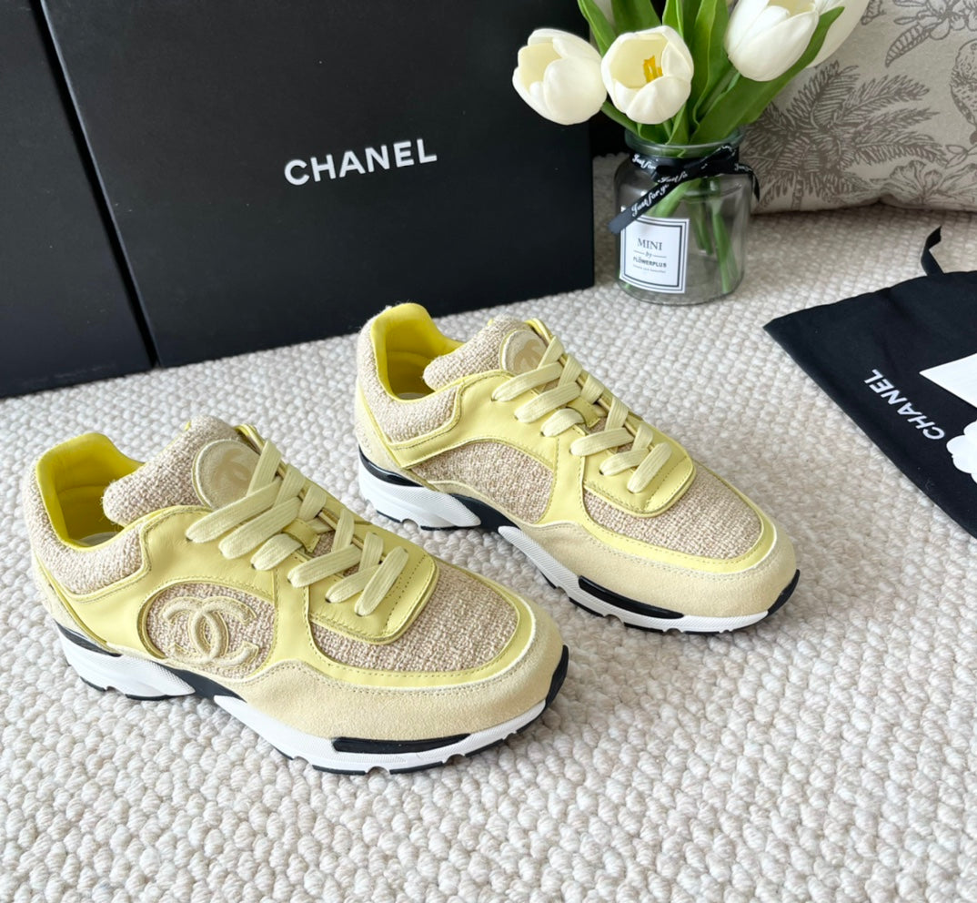 CC SNEAKER IN LIGHT YELLOW WOOL TWEED AND SUEDE - 35