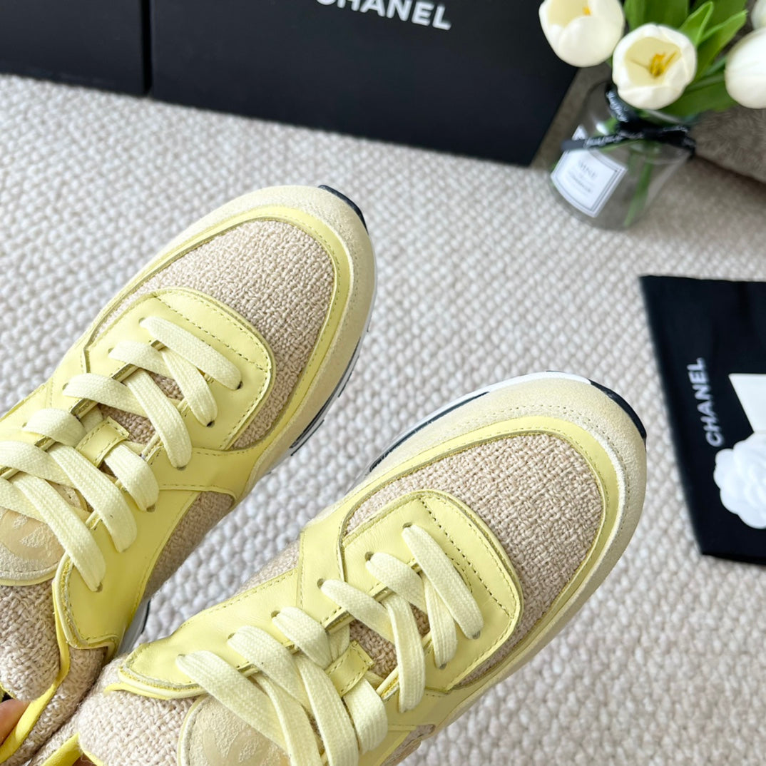 CC SNEAKER IN LIGHT YELLOW WOOL TWEED AND SUEDE - 35