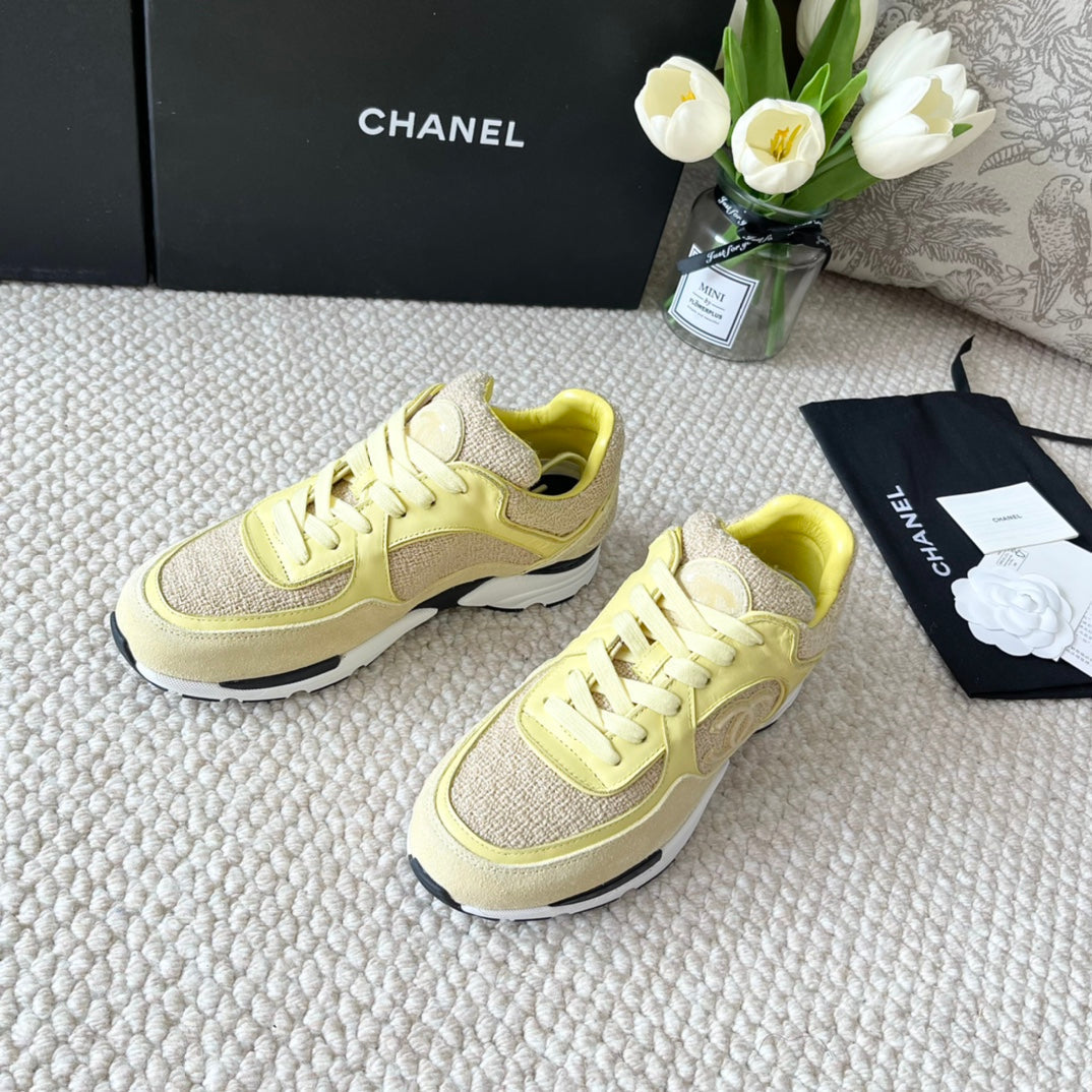 CC SNEAKER IN LIGHT YELLOW WOOL TWEED AND SUEDE - 35