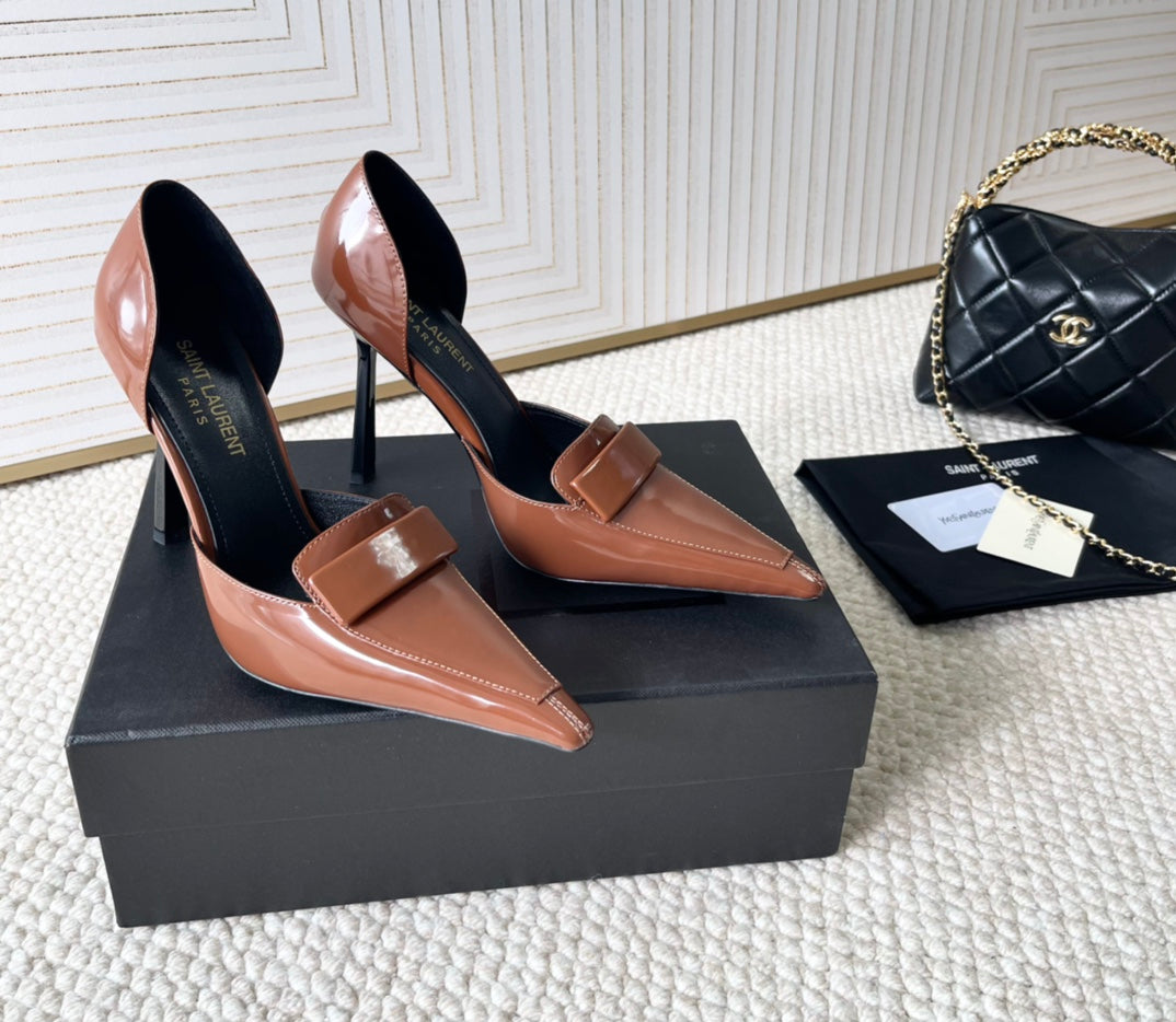 D'ORSAY PUMPS IN BRONZE BROWN SMOOTH CALFSKIN - 35
