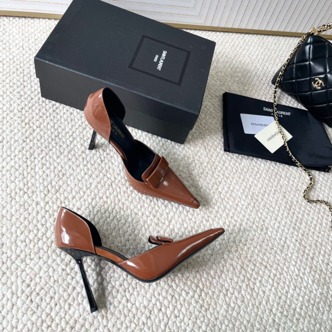 D'ORSAY PUMPS IN BRONZE BROWN SMOOTH CALFSKIN - 35