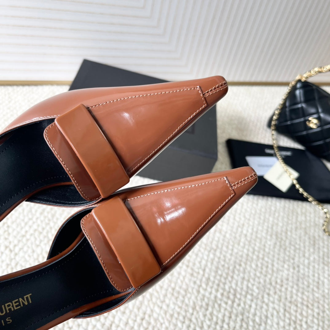 D'ORSAY PUMPS IN BRONZE BROWN SMOOTH CALFSKIN - 35