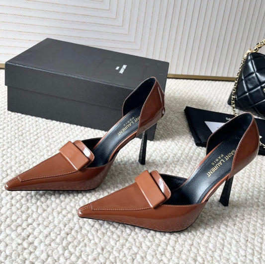 D'ORSAY PUMPS IN BRONZE BROWN SMOOTH CALFSKIN - 35