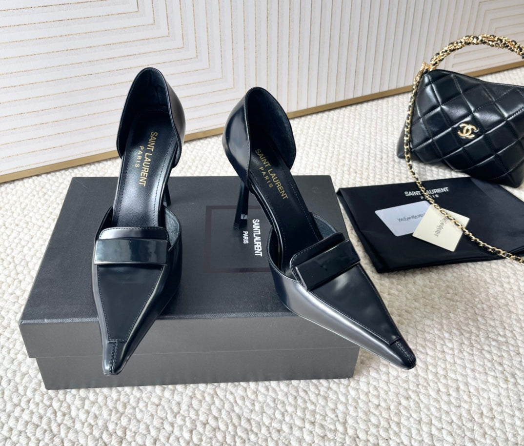D'ORSAY PUMPS IN BLACK SMOOTH CALFSKIN - 35