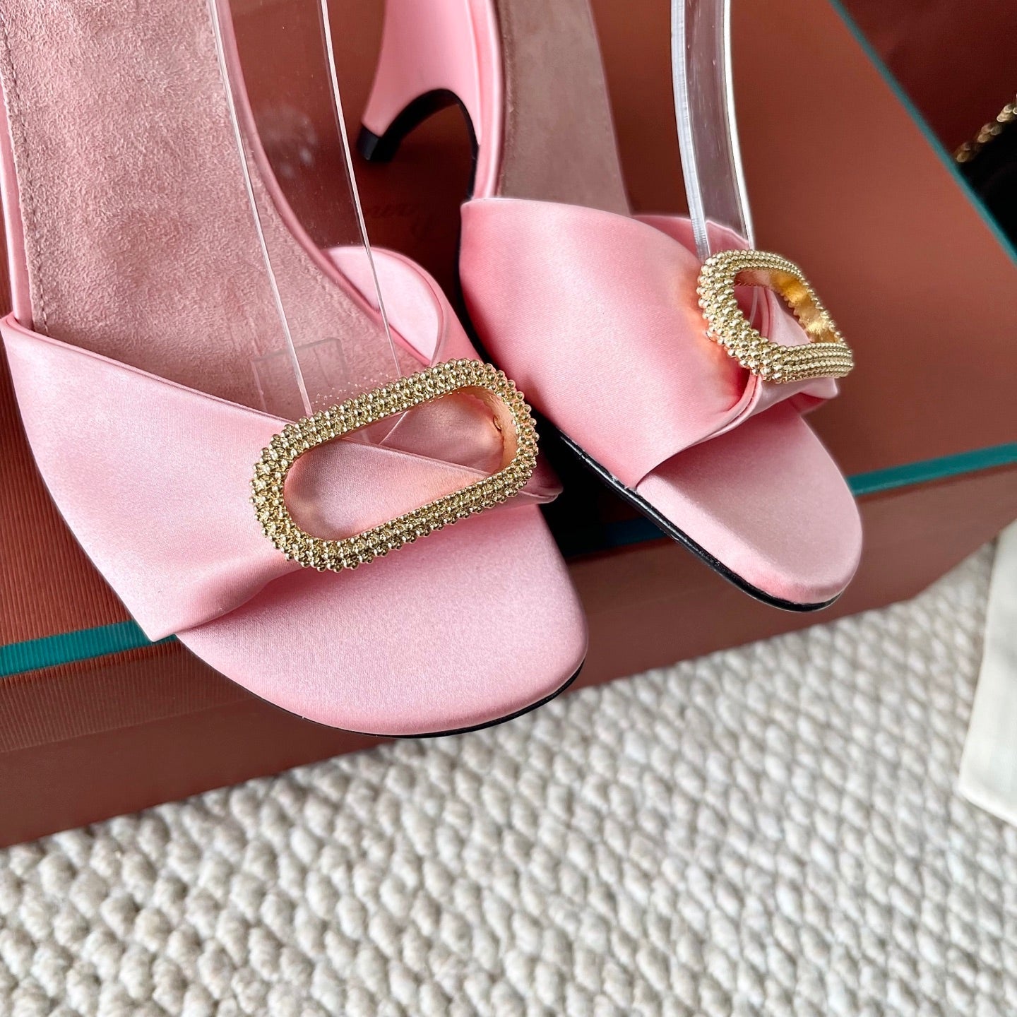 HIGH HEELS SANDALS 80 MM IN PASTEL PINK SATIN MIX SUEDE - 35