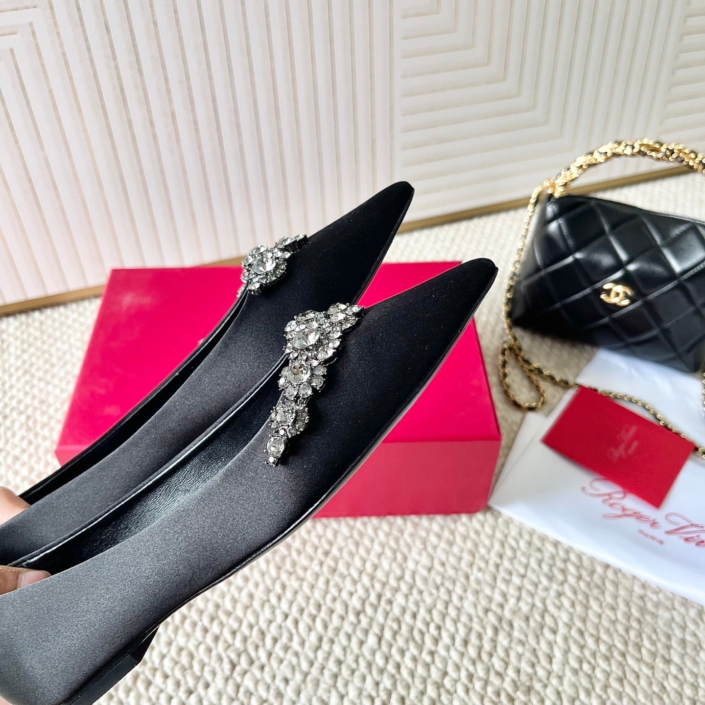 EFFLORESCENCE BALLERINAS IN BLACK SATIN - 35