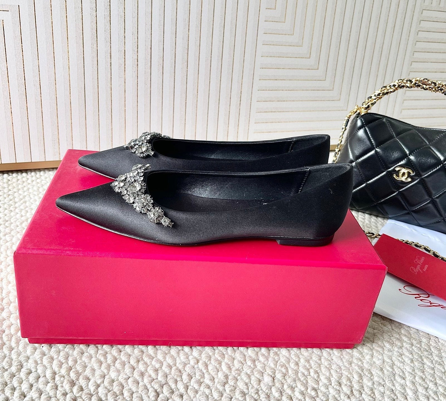 EFFLORESCENCE BALLERINAS IN BLACK SATIN - 35