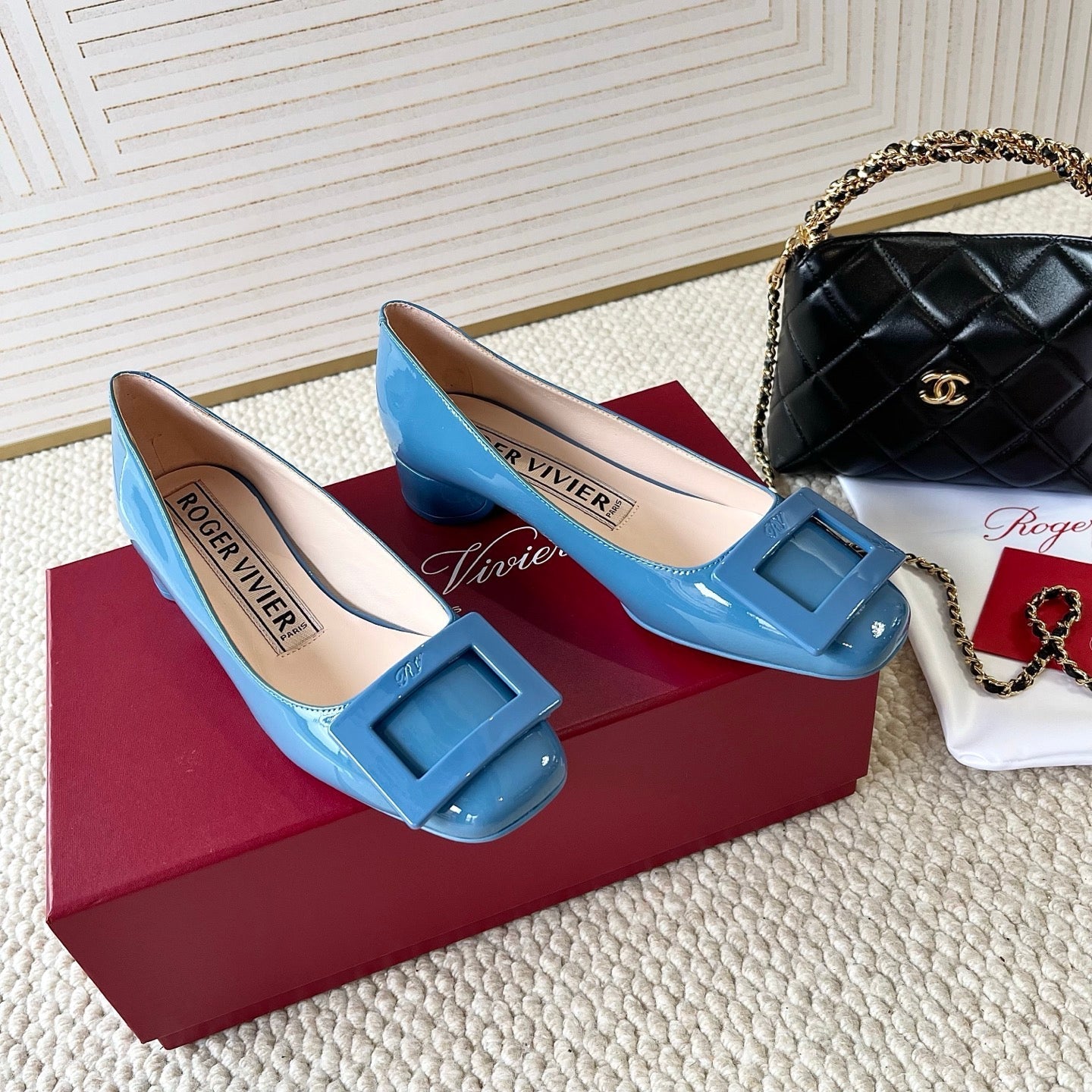 U LOOK BALLERINAS IN BLUE GLOSSY CALFSKIN - 34