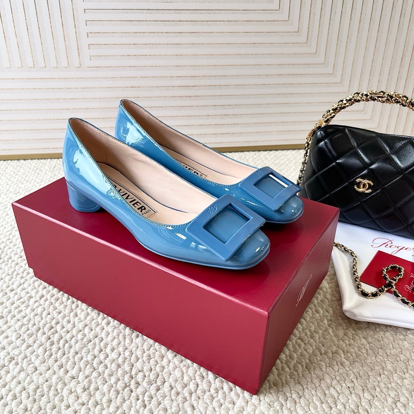 U LOOK BALLERINAS IN BLUE GLOSSY CALFSKIN - 34