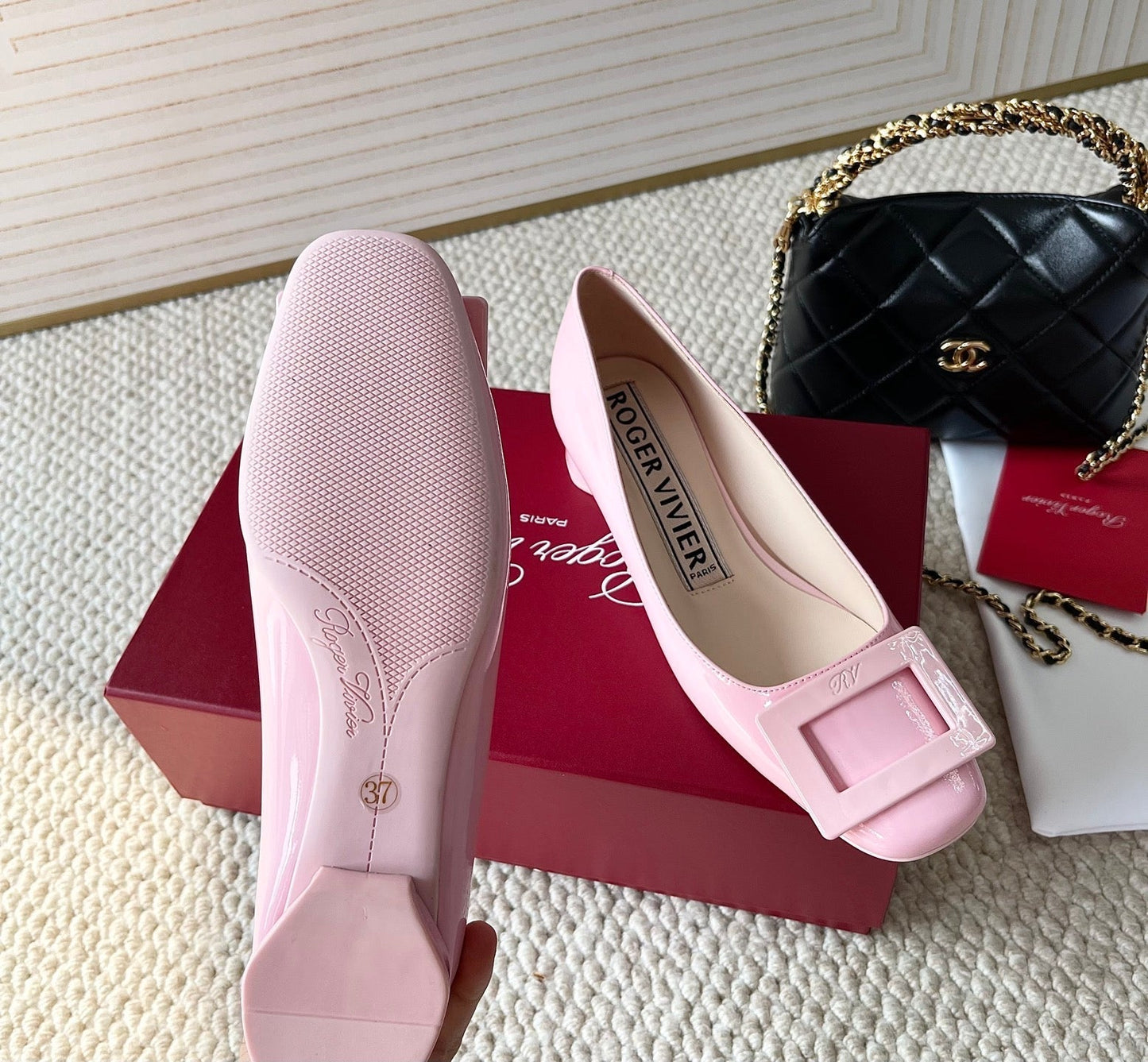 U LOOK BALLERINAS IN PASTEL PINK GLOSSY CALFSKIN - 34