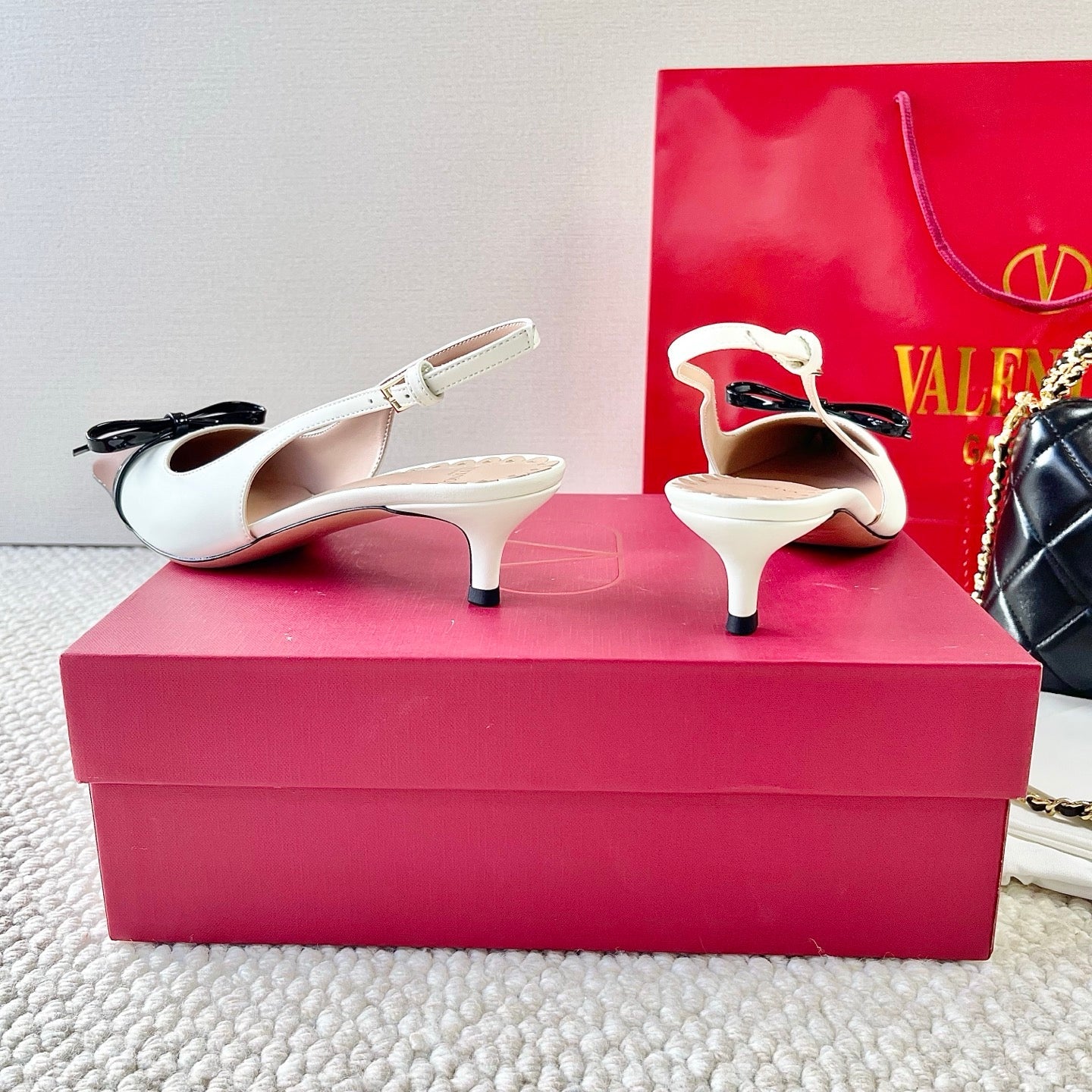 VLTN HIGH SLINGBACK 25S 40 MM IN WHITE MIX BROWN LAMBSKIN WITH BOW - 35