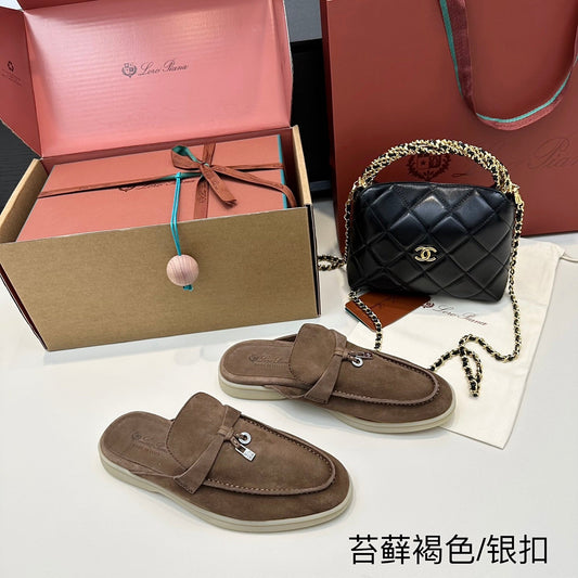 LP CHARMS WALK BABOUCHE LOAFERS CHOCOLATE BROWN SUEDE - 36