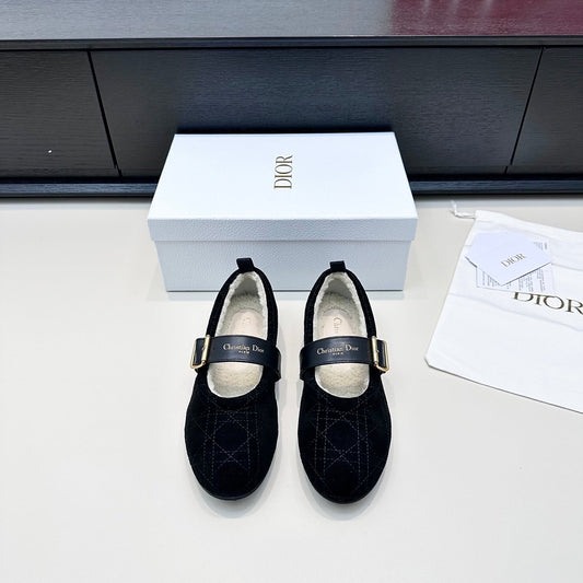 DIOR 26S BALLET FROST У ЧОРНІЙ ЗАМШІ З КАНАЖЕМ ТА ТЕЛЯЧОЇ ШКІРИ