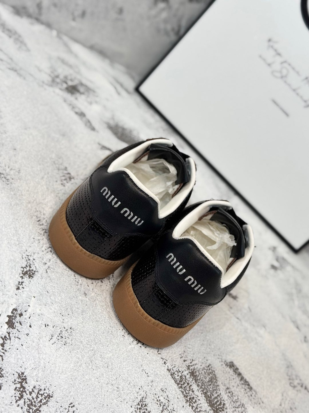 RETRO SNEAKERS IN BLACK LAMBSKIN WITH KNITTED PATTERN - 35