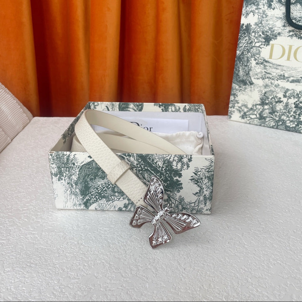 DIOR 25S BELT 20 MM IN CREAM WHITE CALFSKIN 571775 - 30