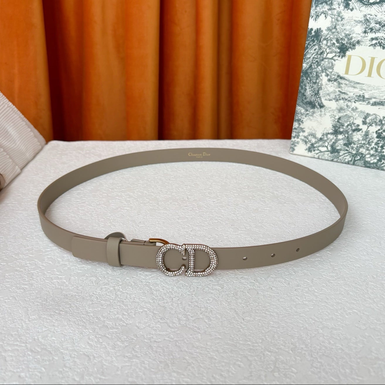 DIOR 25S BELT 20 MM IN BEIGE-GREY CALFSKIN 595248 - 30
