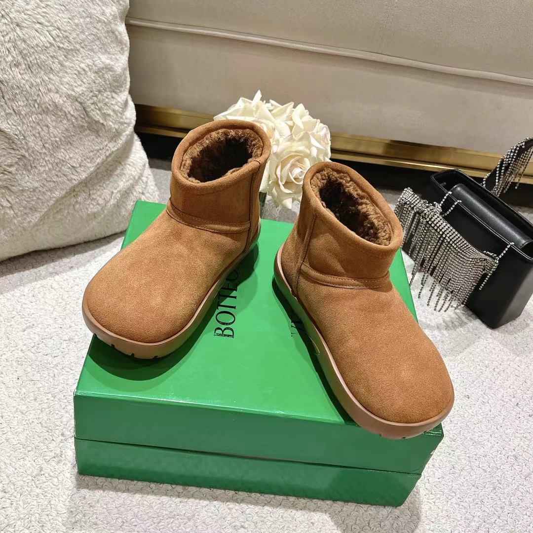 SNAP MINI ANKLE BOOTS IN BRONZE BROWN SUEDE AND SHEARLING LINING - 35