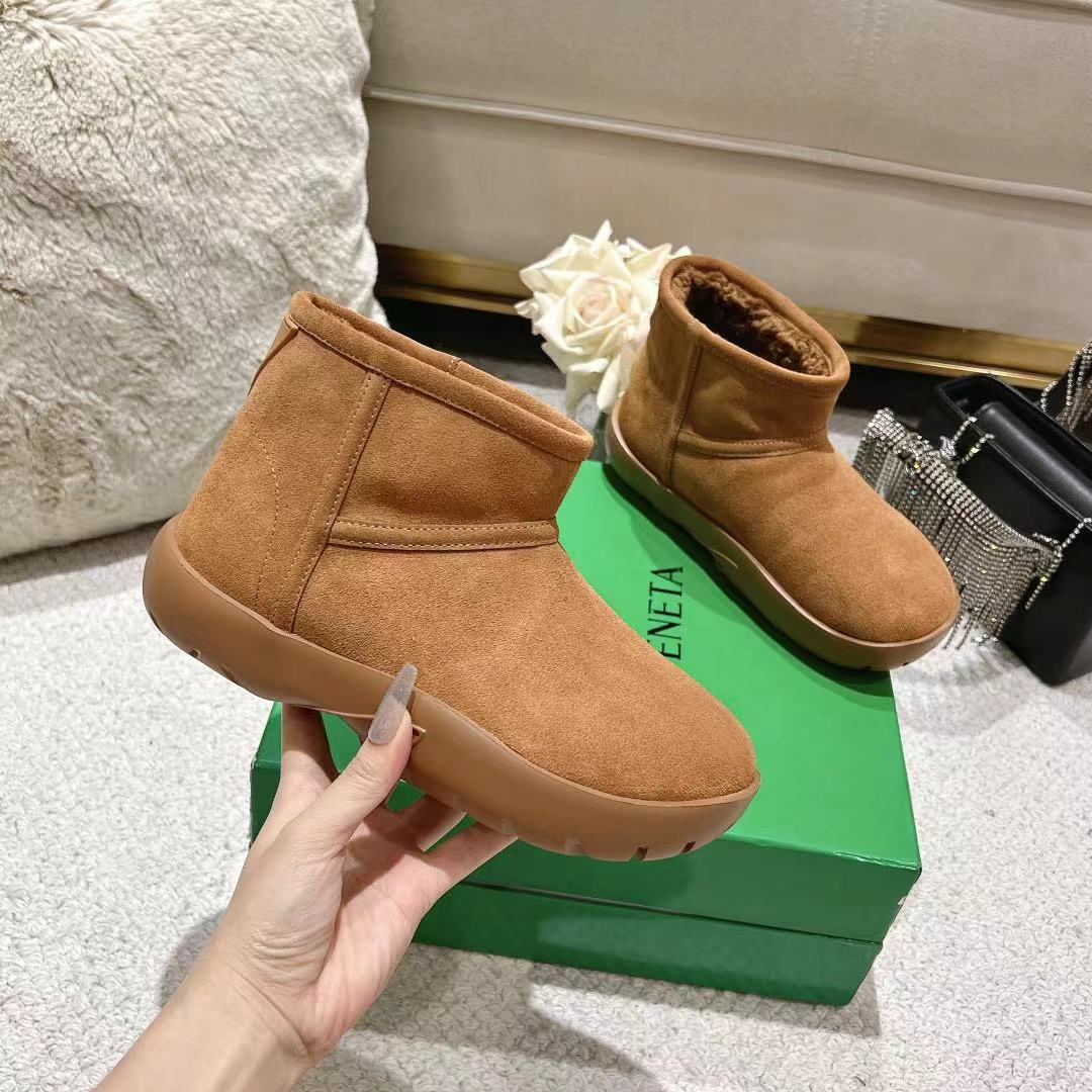 SNAP MINI ANKLE BOOTS IN BRONZE BROWN SUEDE AND SHEARLING LINING - 35