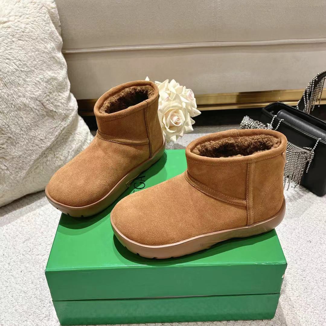 SNAP MINI ANKLE BOOTS IN BRONZE BROWN SUEDE AND SHEARLING LINING - 35