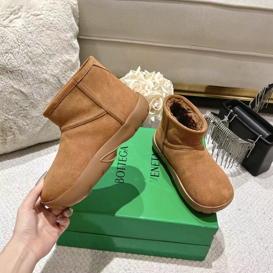 SNAP MINI ANKLE BOOTS IN BRONZE BROWN SUEDE AND SHEARLING LINING - 35