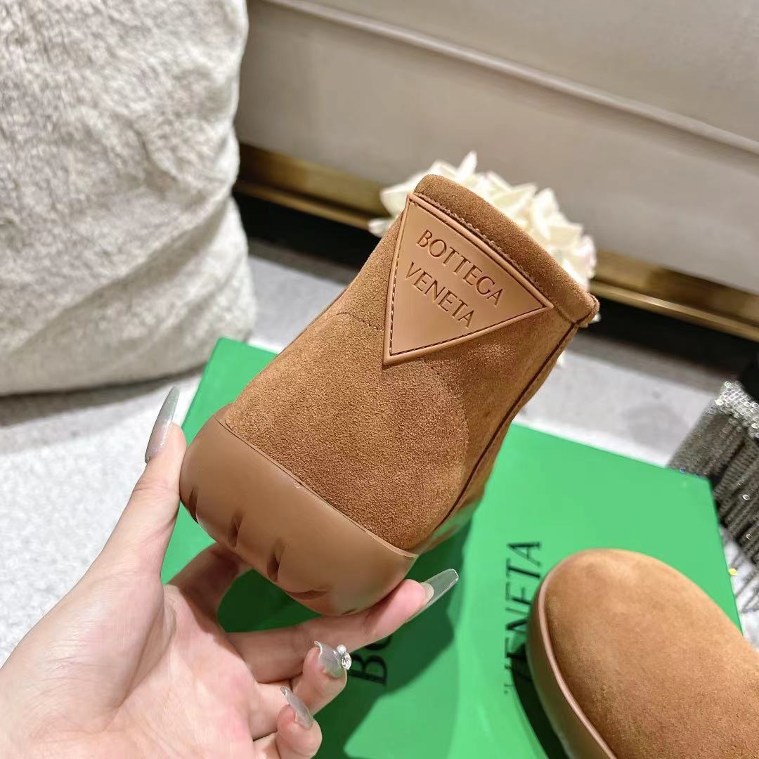 SNAP MINI ANKLE BOOTS IN BRONZE BROWN SUEDE AND SHEARLING LINING - 35