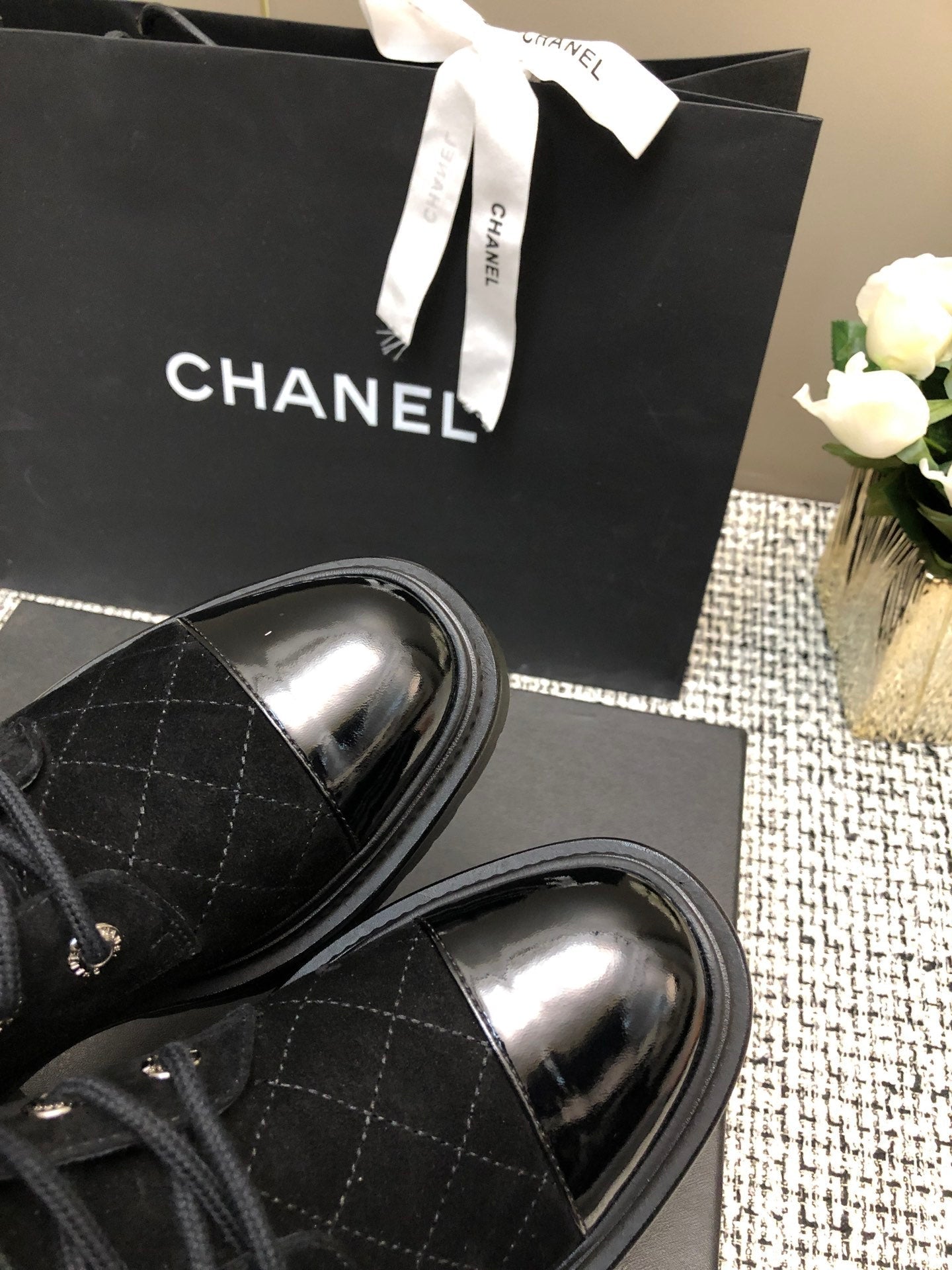 SHORT BOOTS BLACK SUEDE LAMBSKIN - 34