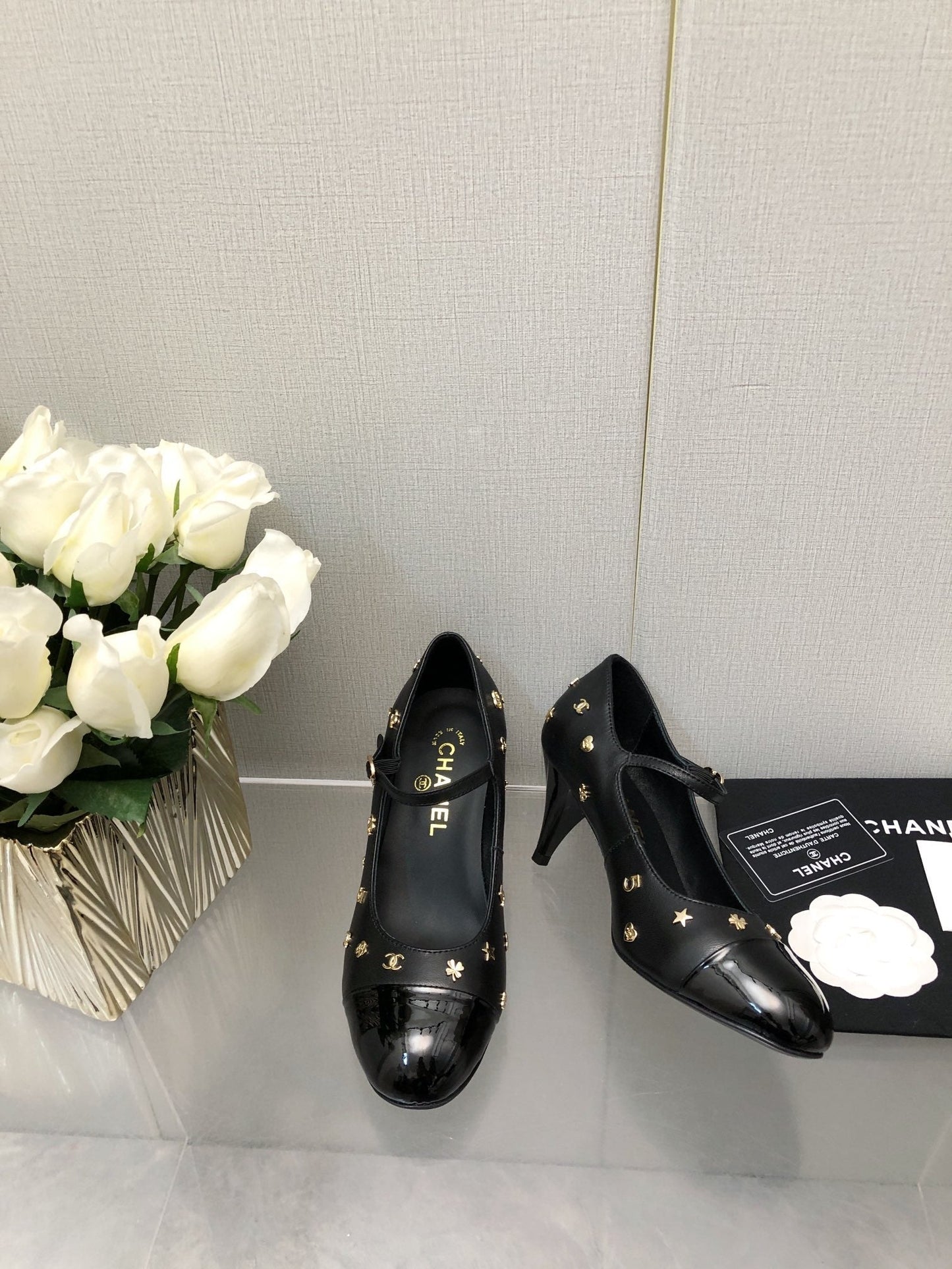 MARY JANE BLACK LAMBSKIN ATTACH METAL - 34