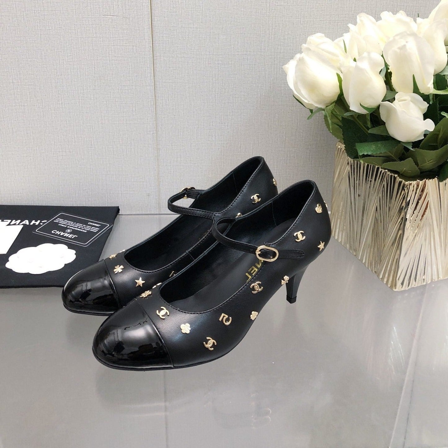 MARY JANE BLACK LAMBSKIN ATTACH METAL - 34