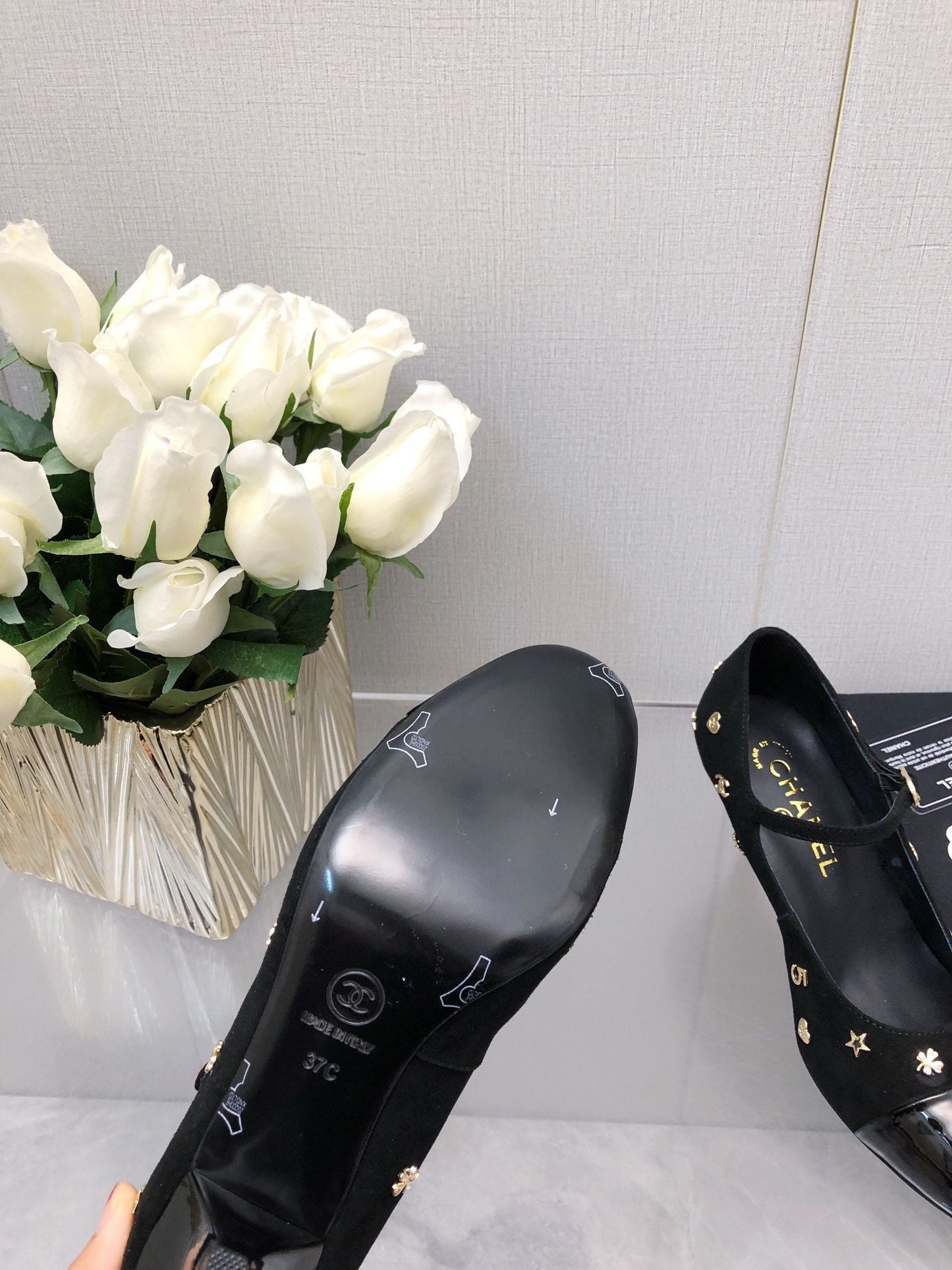 MARY JANE BLACK SUEDE AND LAMBSKIN ATTACH METAL - 34