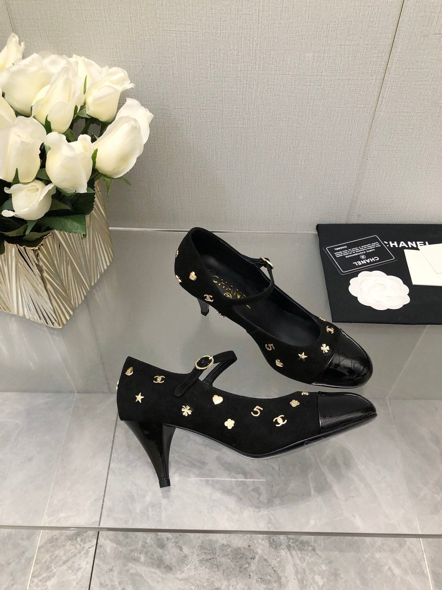 MARY JANE BLACK SUEDE AND LAMBSKIN ATTACH METAL - 34