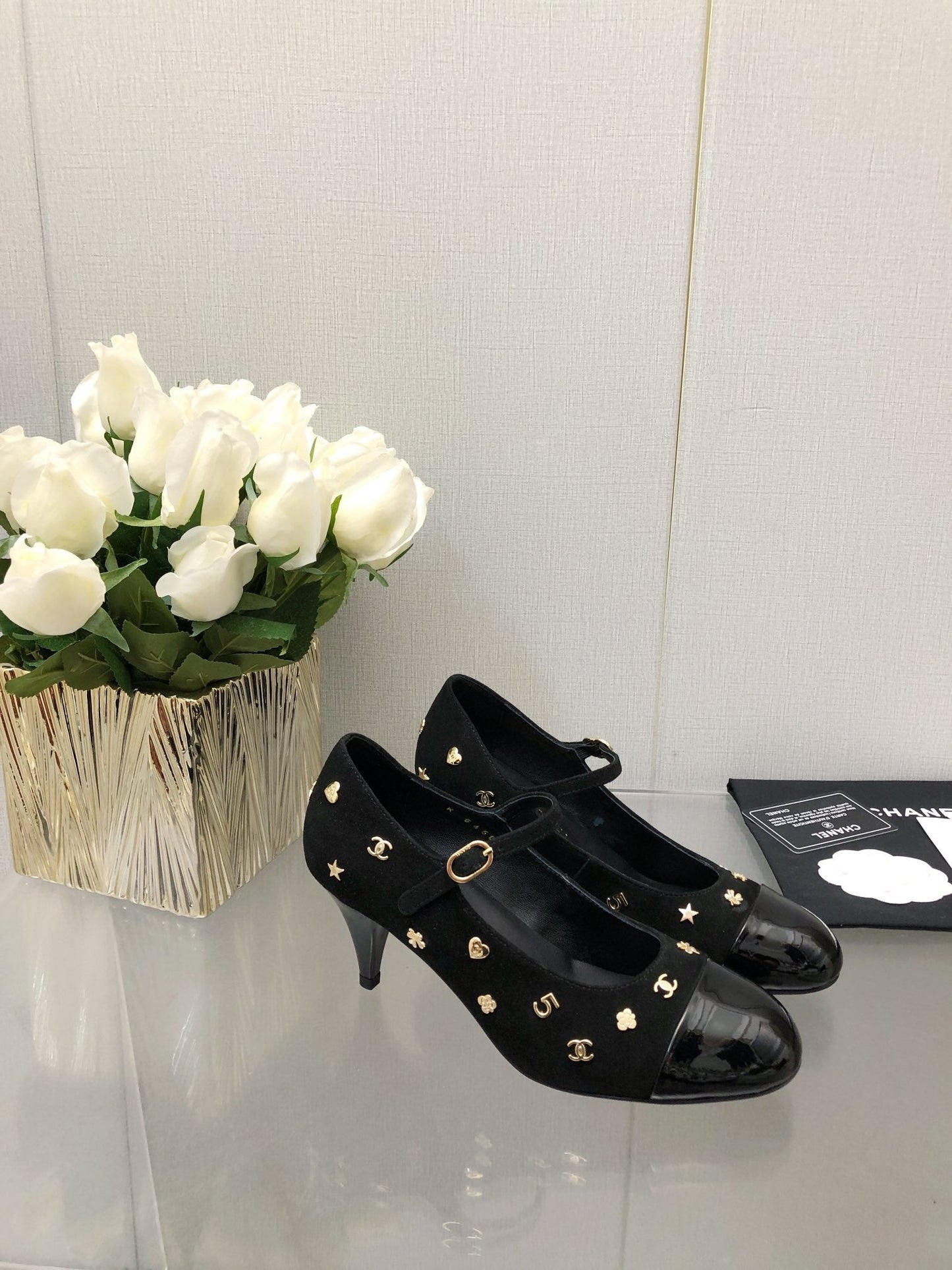 MARY JANE BLACK SUEDE AND LAMBSKIN ATTACH METAL - 34