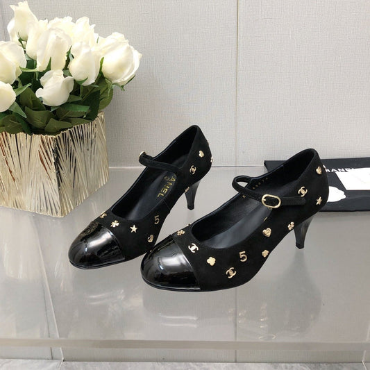 MARY JANE BLACK SUEDE AND LAMBSKIN ATTACH METAL - 34