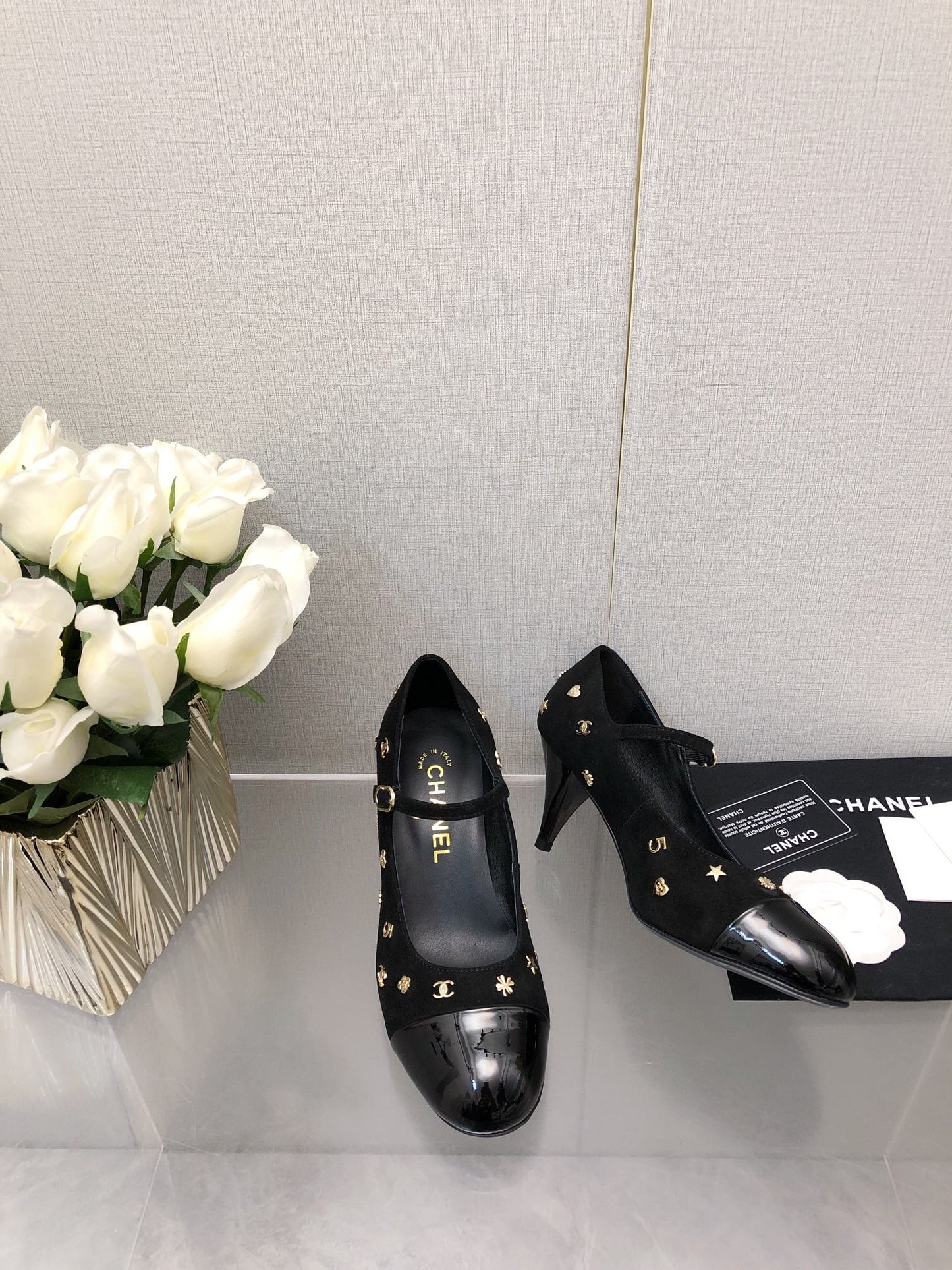 MARY JANE BLACK SUEDE AND LAMBSKIN ATTACH METAL - 34
