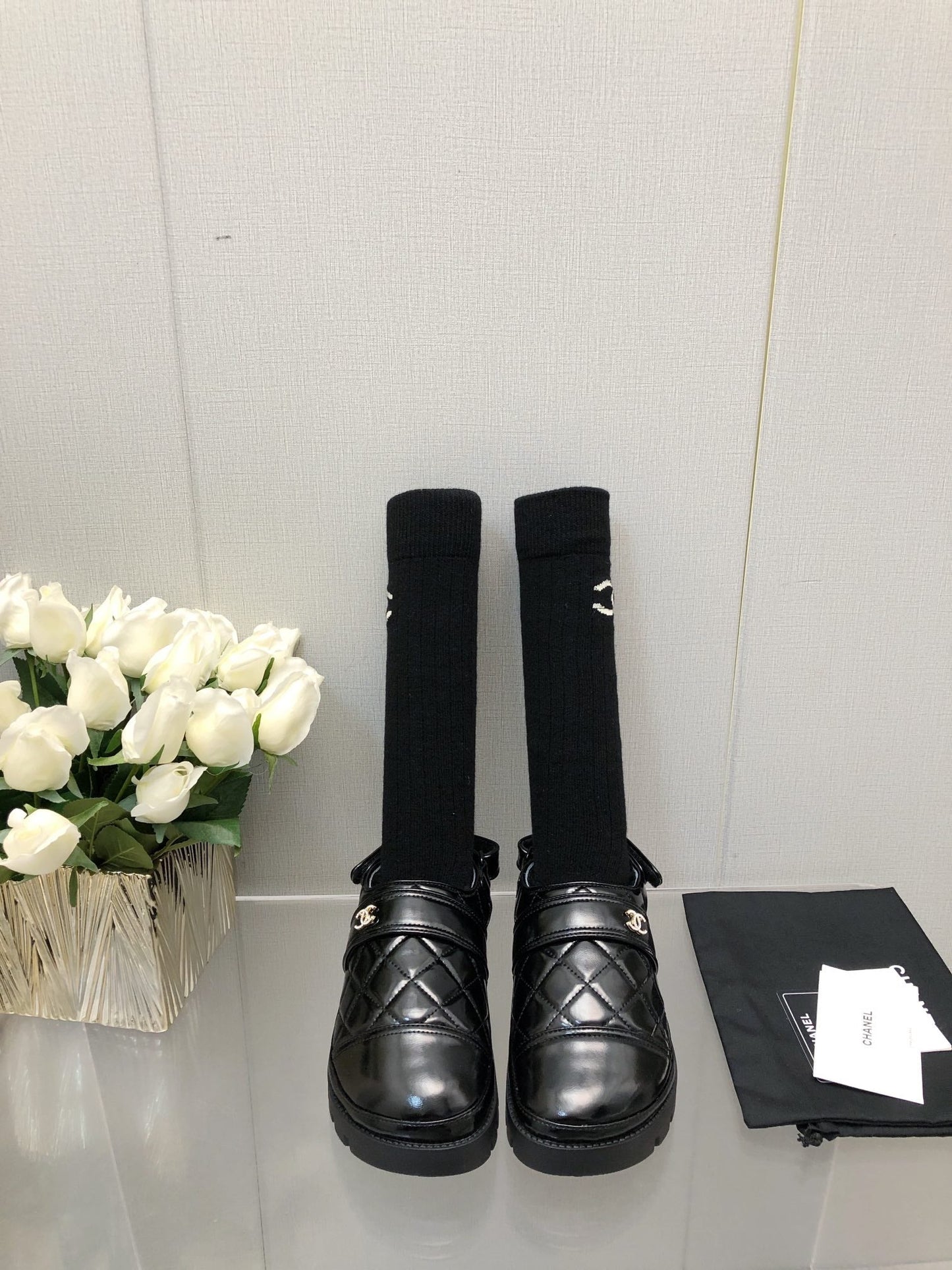 CHUNKY PLATFORM SHEARLING SLIPPER BLACK LAMBSKIN - 35