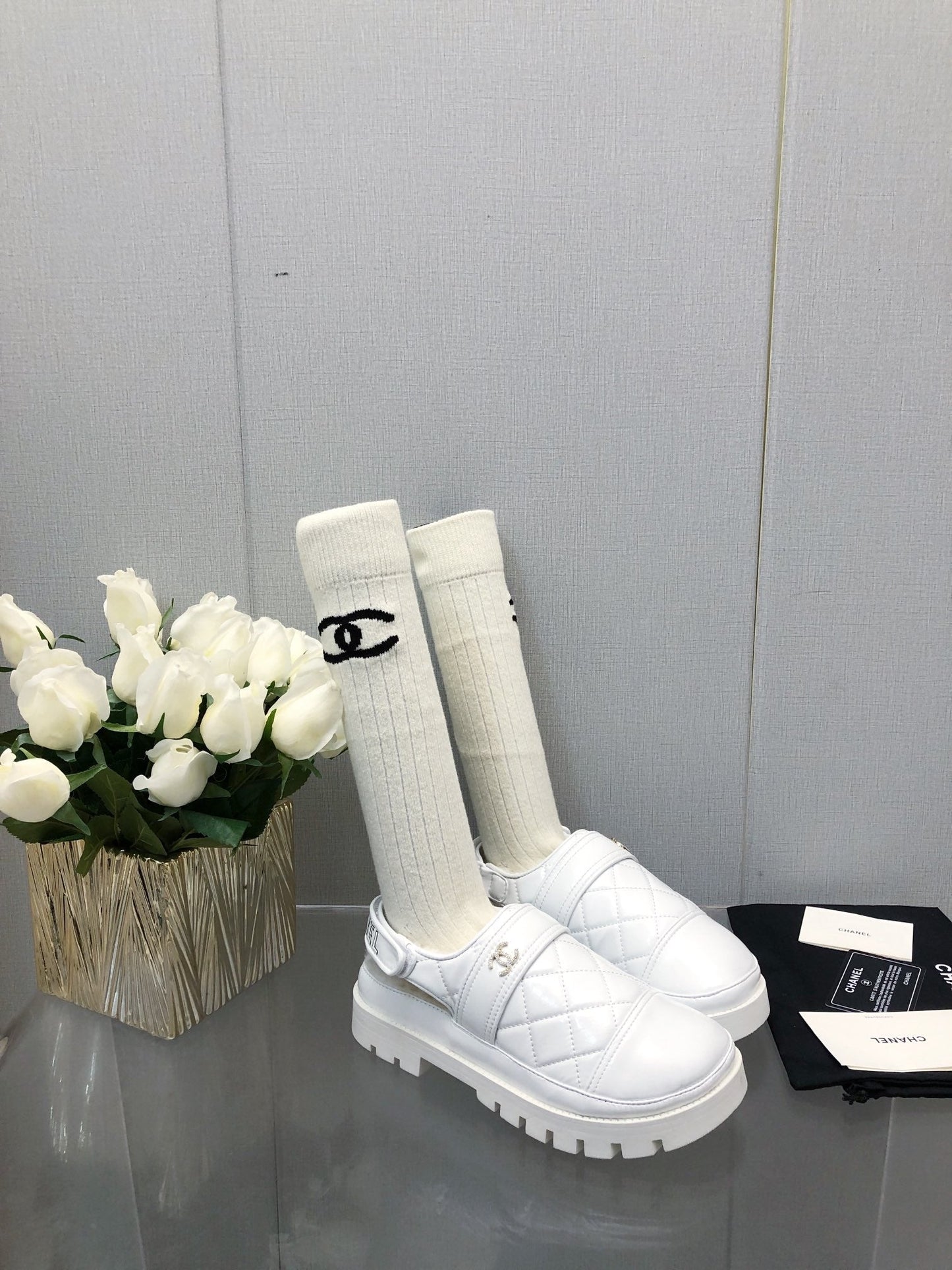 CHUNKY PLATFORM SHEARLING SLIPPER WHITE LAMBSKIN - 35