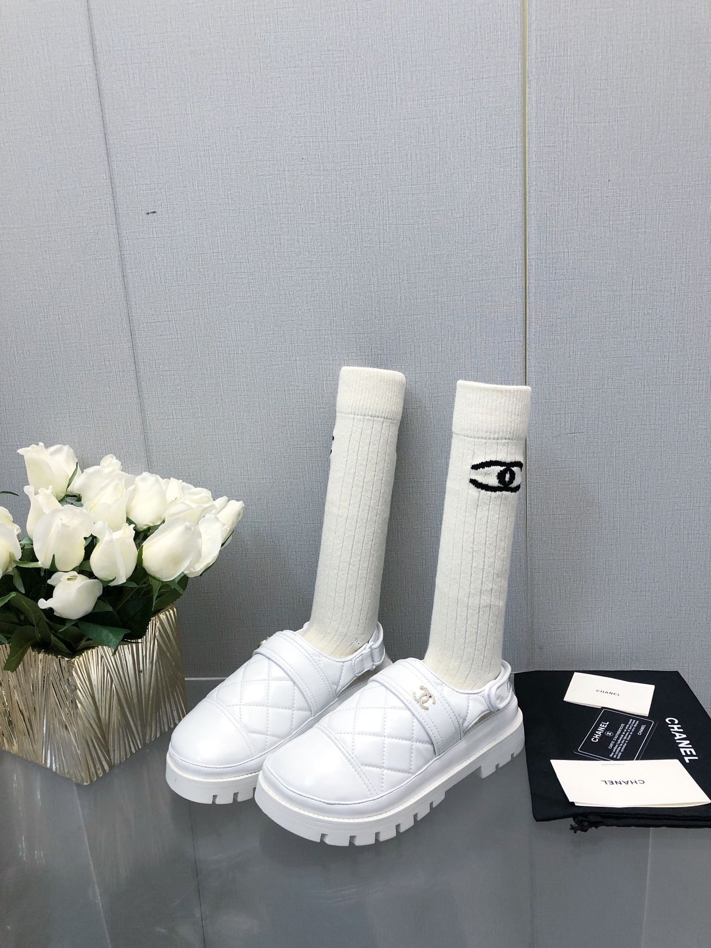 CHUNKY PLATFORM SHEARLING SLIPPER WHITE LAMBSKIN - 35