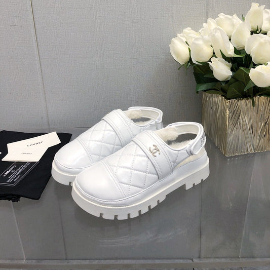 CHUNKY PLATFORM SHEARLING SLIPPER WHITE LAMBSKIN - 35