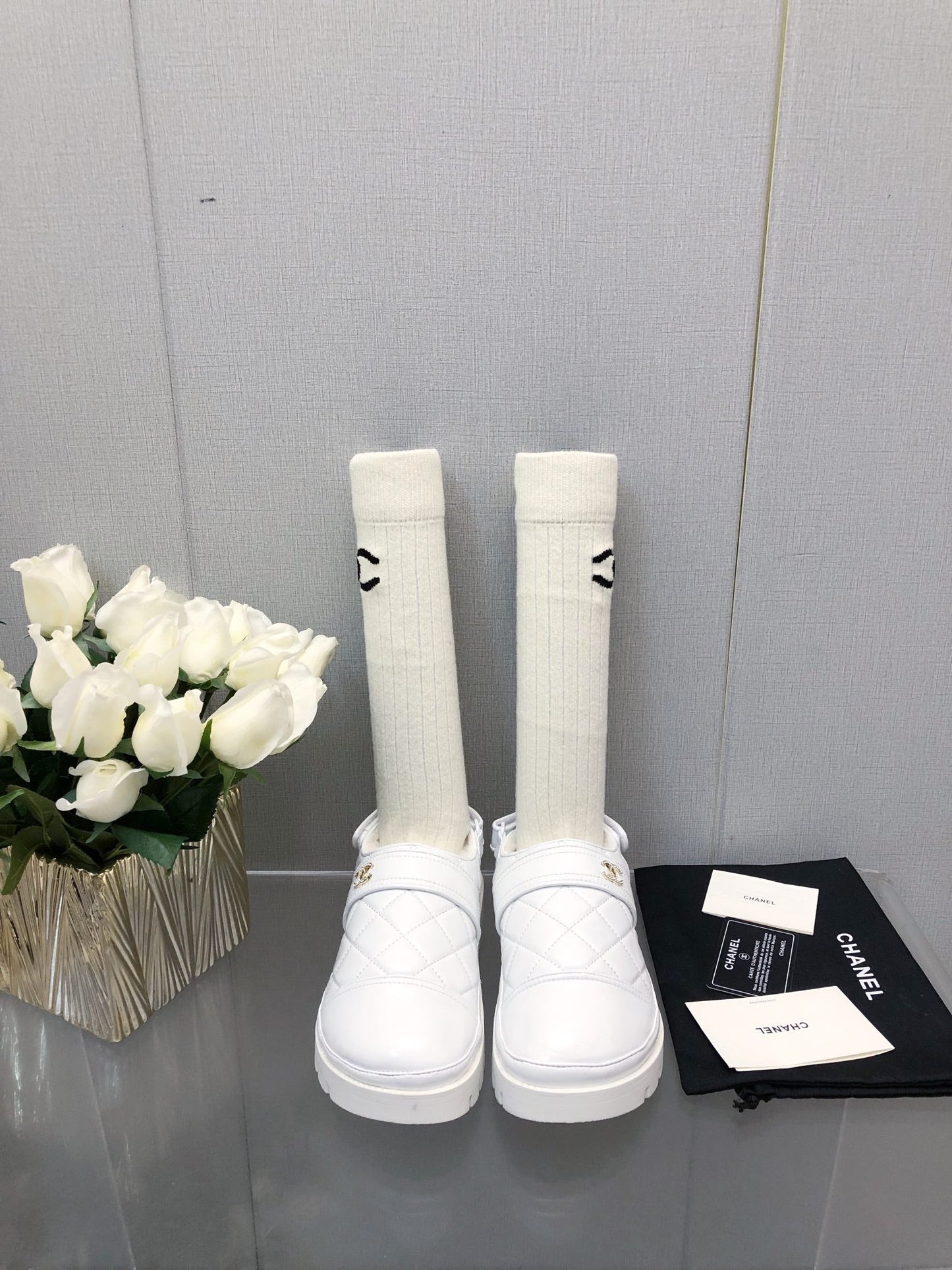 CHUNKY PLATFORM SHEARLING SLIPPER WHITE LAMBSKIN - 35