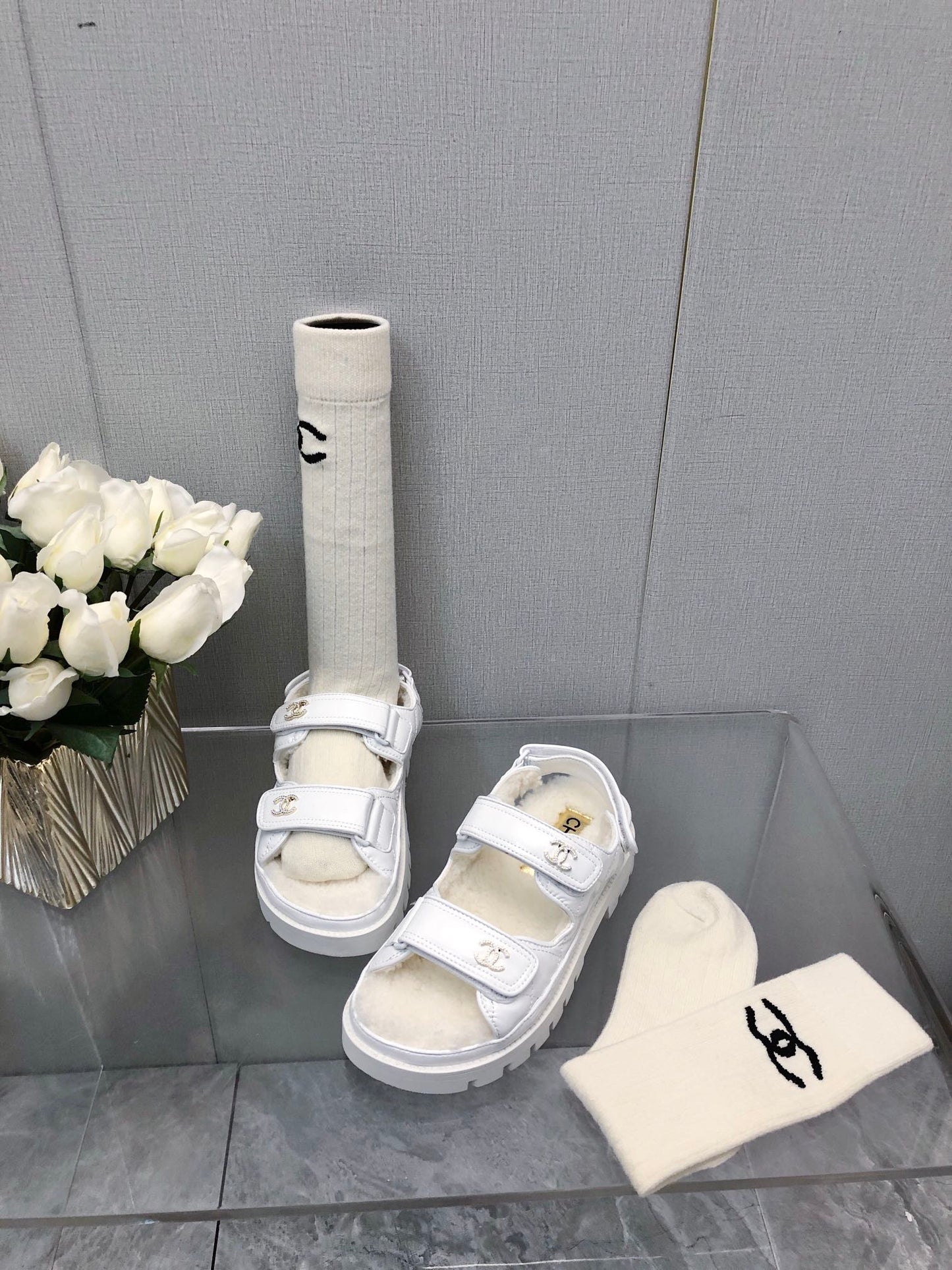 DAD SANDAL WHITE LAMBSKIN - 35