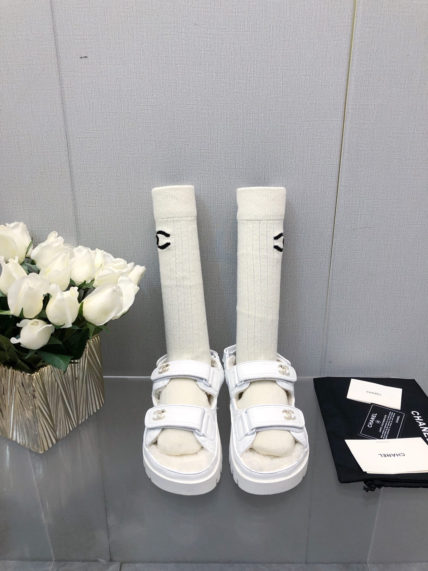 DAD SANDAL WHITE LAMBSKIN - 35