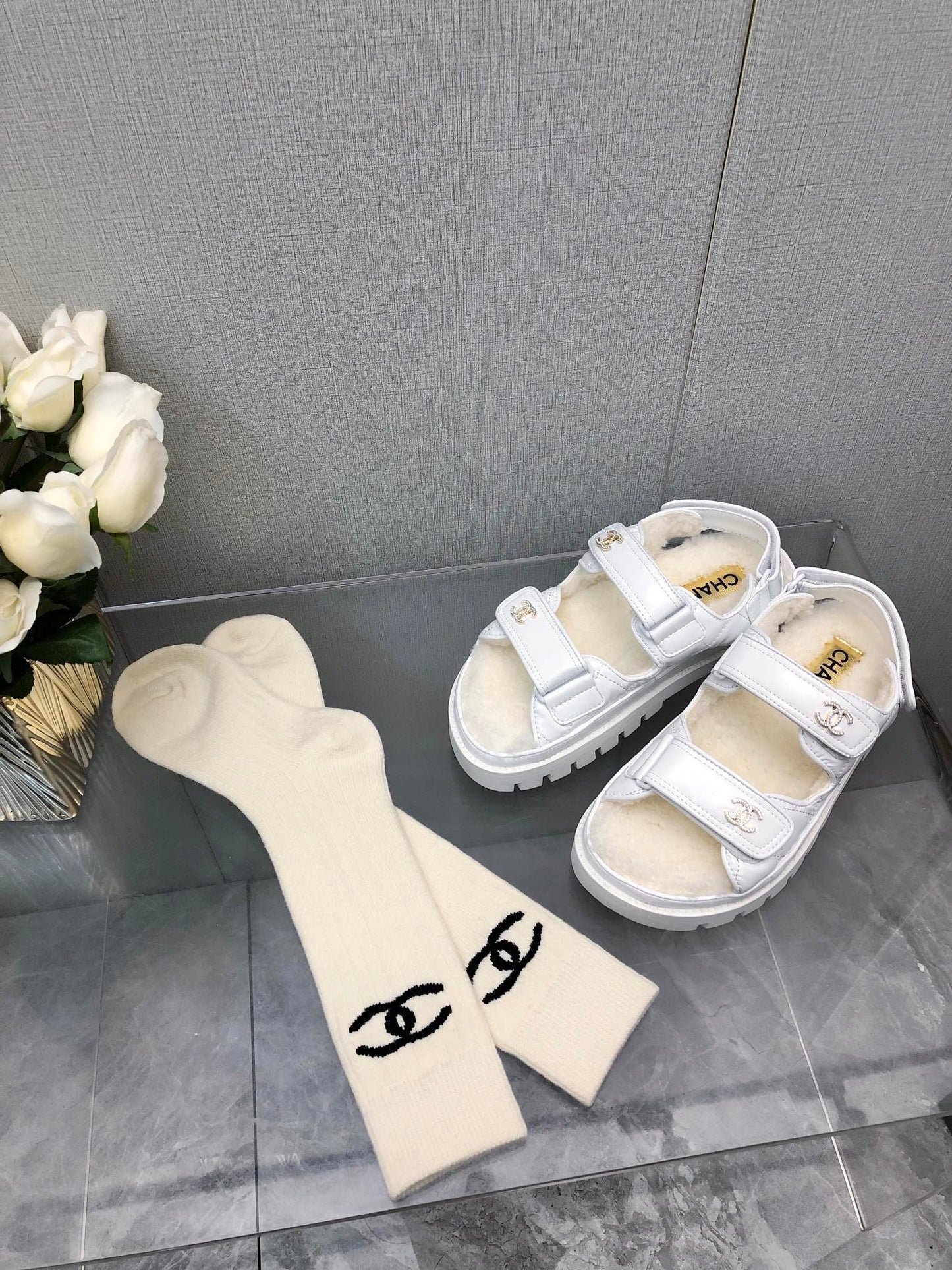 DAD SANDAL WHITE LAMBSKIN - 35