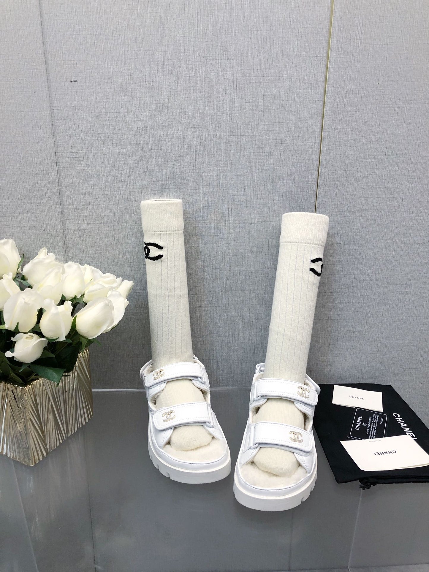 DAD SANDAL WHITE LAMBSKIN - 35
