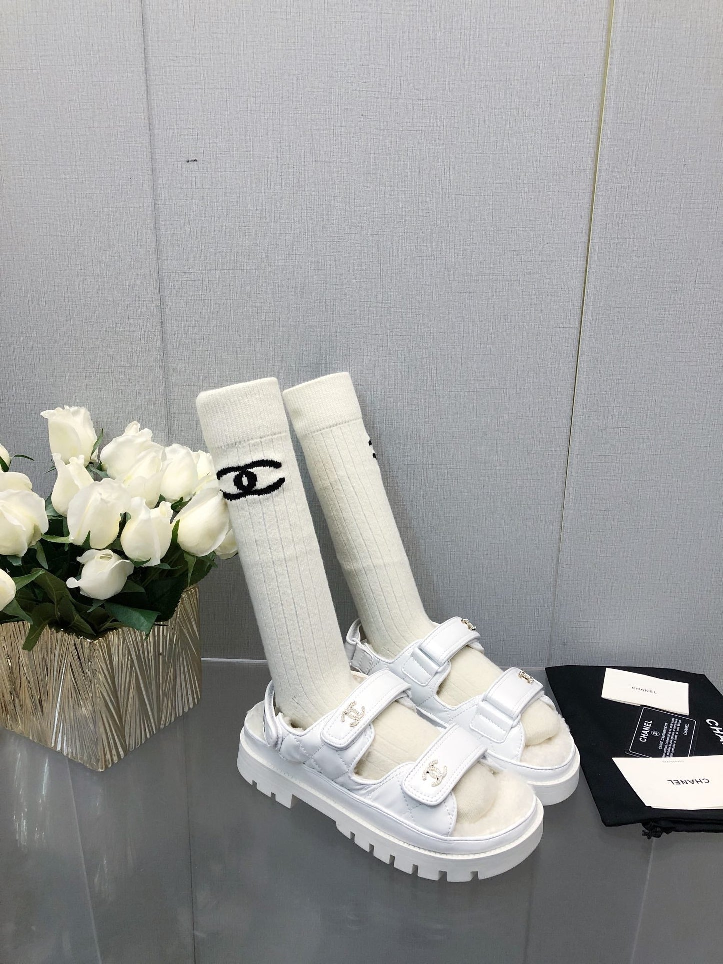 DAD SANDAL WHITE LAMBSKIN - 35