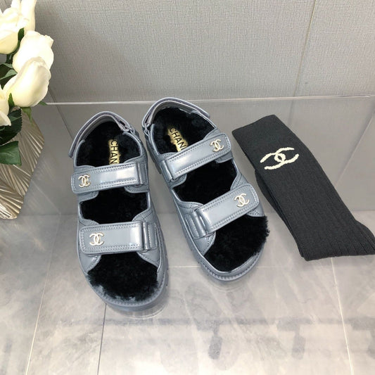 DAD SANDAL SAPHIRE BLUE LAMBSKIN - 35